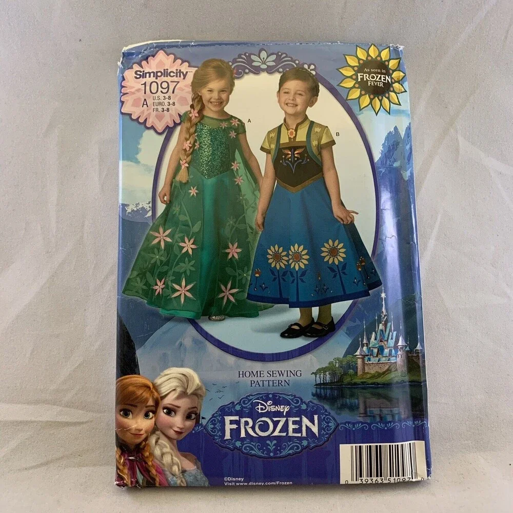 Simplicity Child 3-8 Disney Frozen Anna Elsa Dress Costumes Pattern 1097